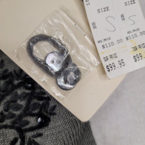 Vintage 95 Susan Bristol Gray Knit Vest Small Beaded Embroidered Deadstock New - Picture 6 of 10